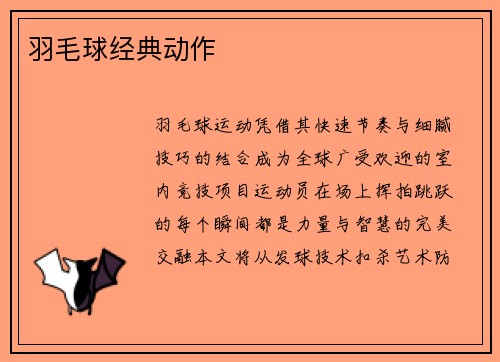羽毛球经典动作